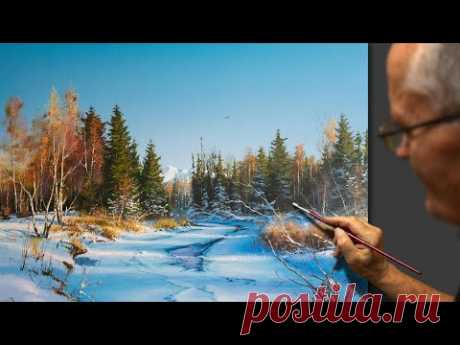 Winter camping (winter landscape painting) Acrylic. Artist - Viktor Yushkevich. #88 photos in 2021.