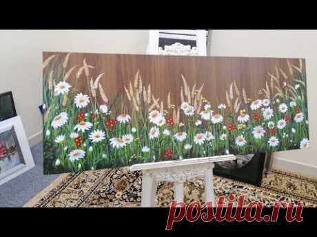 Summer Flowers On Plywood Sheet _Step by Step Acrylic Painting #4