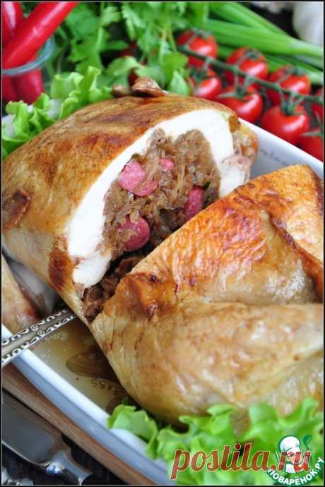 Фаршированная курица без костей - кулинарный рецепт