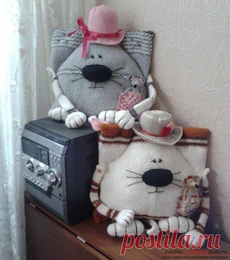 Выкройки игрушки-подушки: Забавные котоподушечки на Конкурс Весна 2016