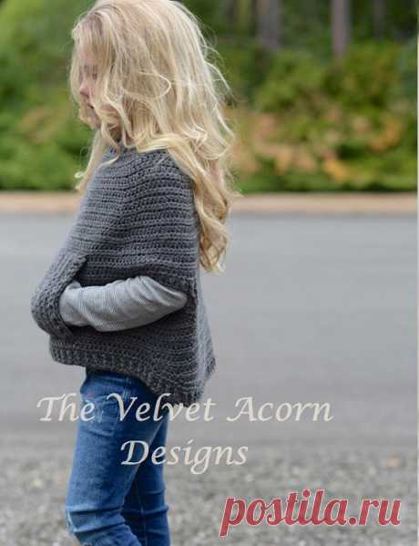 Crochet Pattern Osyan Cape Pullover 2/3 4/5 6/7 by Thevelvetacorn