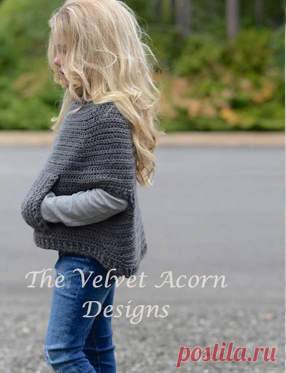 Crochet Pattern Osyan Cape Pullover 2/3 4/5 6/7 by Thevelvetacorn