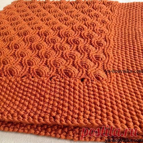 Плед спицами объемным узором.  Схема узора для пледа спицами. Связать плед спицами красивым узором. Схема узора для пледа спицами