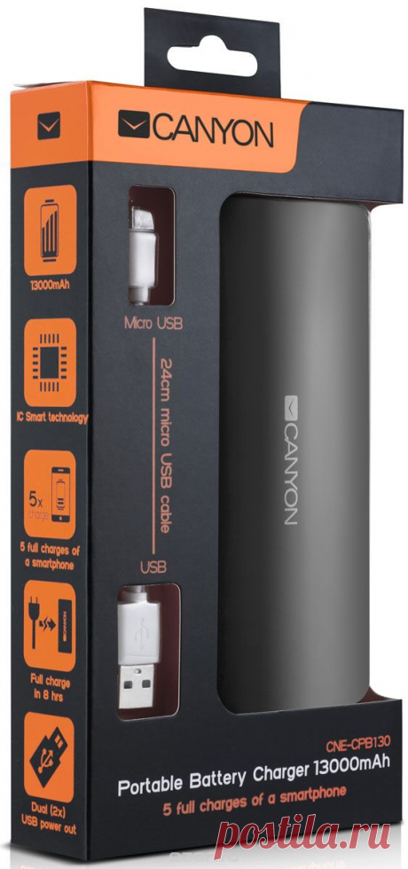 Купить Canyon CNE-CPB130DG, Dark Grey внешний аккумулятор в интернет-магазине OZON.ru с доставкой. Внешний аккумулятор Canyon по лучшей цене - Выбирайте!