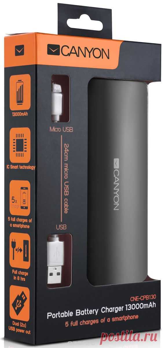 Купить Canyon CNE-CPB130DG, Dark Grey внешний аккумулятор в интернет-магазине OZON.ru с доставкой. Внешний аккумулятор Canyon по лучшей цене - Выбирайте!