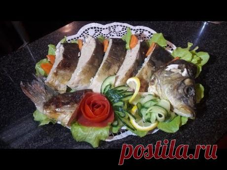 карп фаршированный нежный и сочный как суфле.Как снять кожу с рыбы