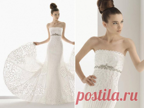 Stunning Macramé wedding dress with jeweled sash under bust | OneWed.com