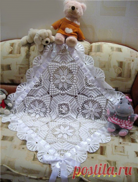 Красивый квадратный детский плед крючком. Схема | Креаликум