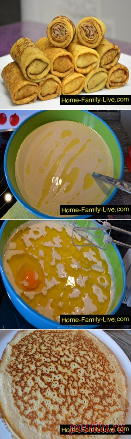 блины фаршированные мясом и грибами
