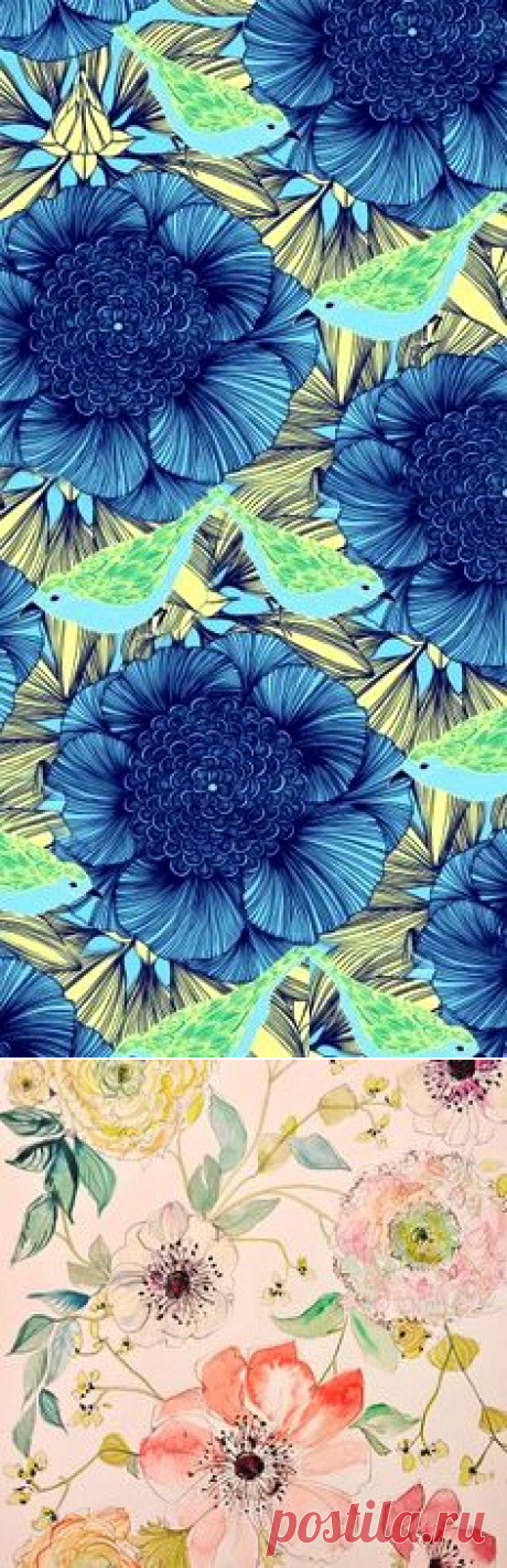 Blue flowers pattern | Papel de diseño imprimir