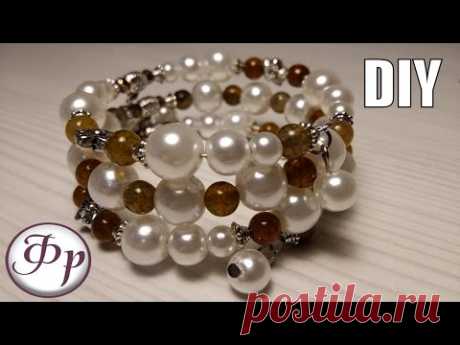 DIY. Браслет из бусин на мемори-проволоке. Мастер класс.