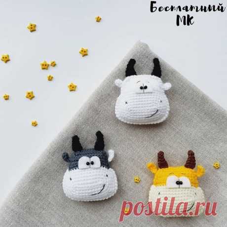 Вязаный бычок магнит крючком | Амигуруми
