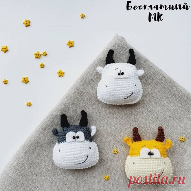 Вязаный бычок магнит крючком | Амигуруми