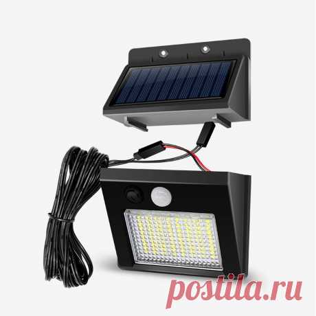 64/48/32led solar 3 modes led split waterproof solar lamp human body sensor yard with 7.5m cable Sale - Banggood.com