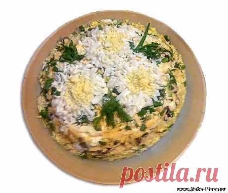 Слоеный салат с курицей и грибами - фантазия - Рецепты вкусных салатов с фото - Готовим вкусно дома - Книга рецептов
