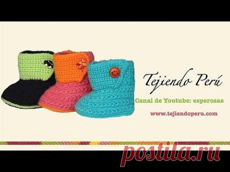 ▶Детские сапожки   от 0-3    мес                  Botitas tejidas en crochet para bebe de 0 a 3 meses (Parte 1: suela) - YouTube