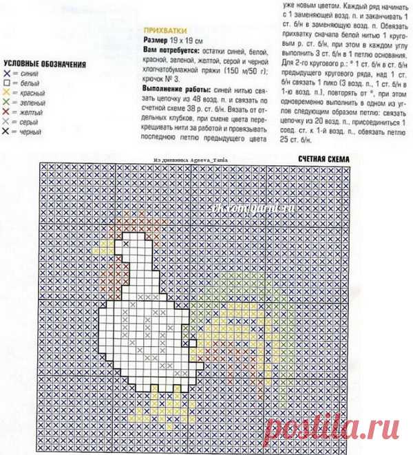 Прихватка крючком Петух