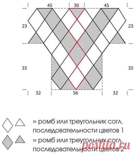Джемпер из мотивов-ромбов