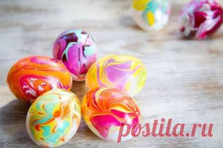 Мраморная окраска яиц к Пасхе