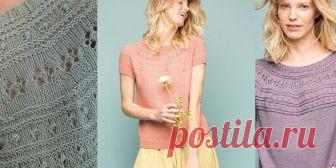 Топ с круглой кокеткой Flora Топ с круглой кокеткой, вязаный спицами в бесшовной технике по кругу снизу вверх из летней пряжи. Ажурная кокетка в цветочной тематике создает контраст лицевой глади и вяжется по схеме с равномерным убавлением, как характерно для формирования круглой кокетки.