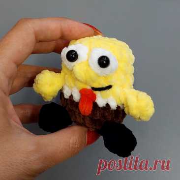 PDF Губка Боб крючком. FREE crochet pattern; Аmigurumi toy patterns. Амигуруми схемы и описания на русском. Вязаные игрушки и поделки своими руками #amimore - плюшевый Губка Боб крючком, маленький Спанч Боб из плюшевой пряжи, персонаж мультфильма.