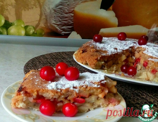 Яблочно-банановый крамбл с вишней – кулинарный рецепт