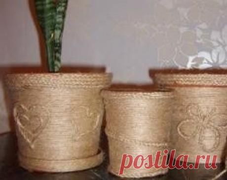 Цветочные горшочки в едином стиле. » Женский интернет журнал