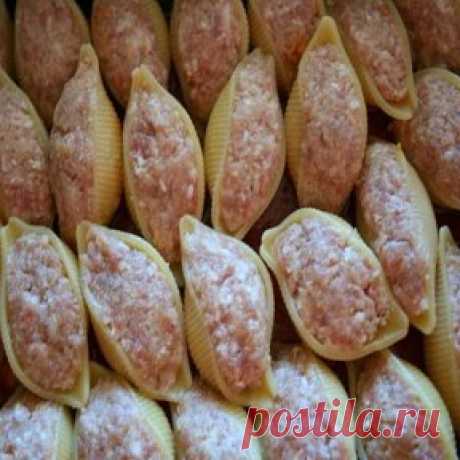 Ракушки с фаршем с соусом бешамель.
 
Ракушки отварить мин.5
Приготовленным фаршем наполнить ракушки уложить в форму.Залить соусом так и запекать в духовке. Готовится очень быстро!
СОУС
2стакана молока
3ст.л. сл.масла
2ст.л муки
соль
в сковороде растопить масло добавить муку-перемешать чтобы не было комков и добавлять молоко теплое осторожно все время мешать,как загустеет готов соус.