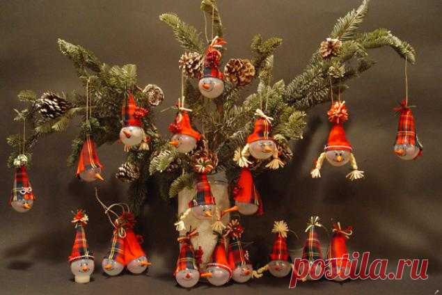 Ёлочные игрушки из лампочек. Мастер-класс