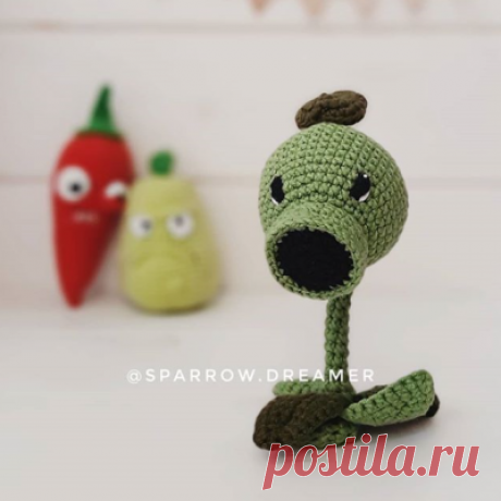 Вязаный Горохострел крючком | Бесплатная схема Амигуруми Вязаный крючком персонаж игры Рстения против Зомби - Горохострел крючком. Простая схема вязания для начинающих + видео-урок по сборке игрушки Амигуруми