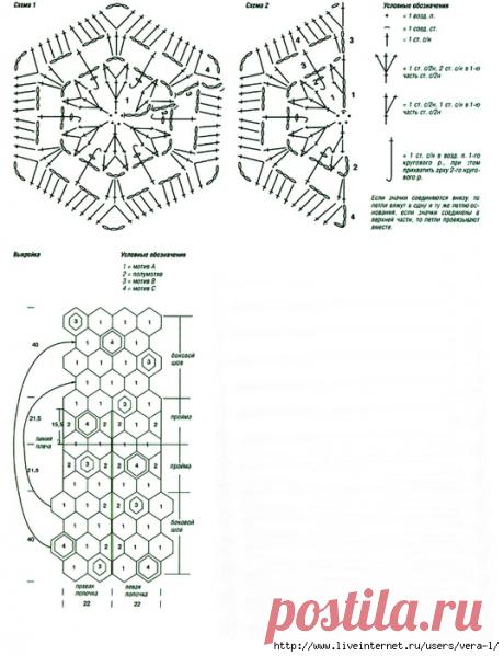 Жилет из кружевных мотивов, связанный крючком
