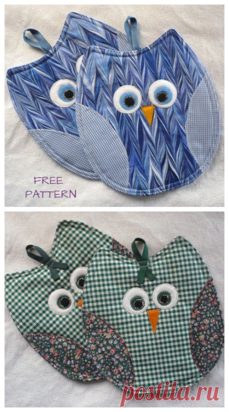 Пин содержит это изображение: DIY Owl Potholder Free Sewing Patterns + Video
