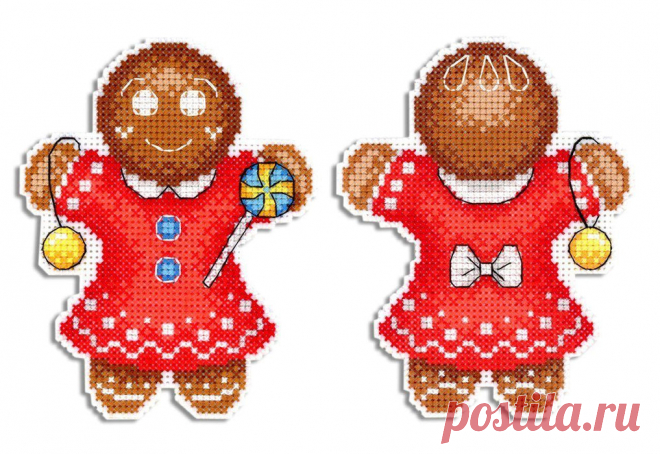 Gingerbread Cookie SR-583 Plastic Canvas Counted Cross Stitch Kit — Wizardi