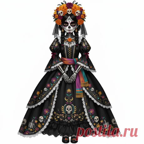 Лиза на Хеллоуин в костюме Катарины Калаверы
