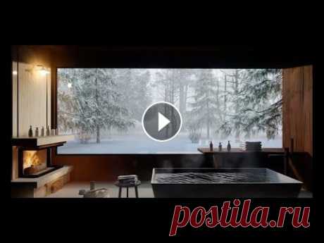 Уютный зимний вечер. Звук камина. За окном падает снег. Cozy house in the Forest a burning fireplace Уютный вечер в под звук камина, и падающий снег за окном, расслабление и уют. for everyone who wants to escape from the real world and find the most b...
