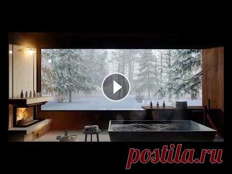 Уютный зимний вечер. Звук камина. За окном падает снег. Cozy house in the Forest a burning fireplace Уютный вечер в под звук камина, и падающий снег за окном, расслабление и уют. for everyone who wants to escape from the real world and find the most b...
