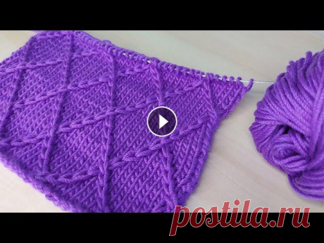 Эффектные рельефные ромбы спицами. Knitting pattern. Узор №9 Рапорт узора: 20 рядов 10 петель Можно менять площадь ромбов....