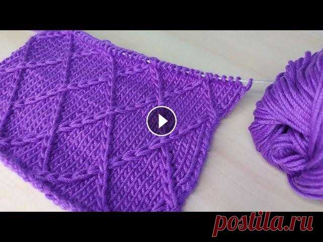 Эффектные рельефные ромбы спицами. Knitting pattern. Узор №9 Рапорт узора: 20 рядов 10 петель Можно менять площадь ромбов....