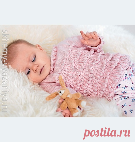 Джемпер с вишенками для новорожденного спицами - схема вязания и описание