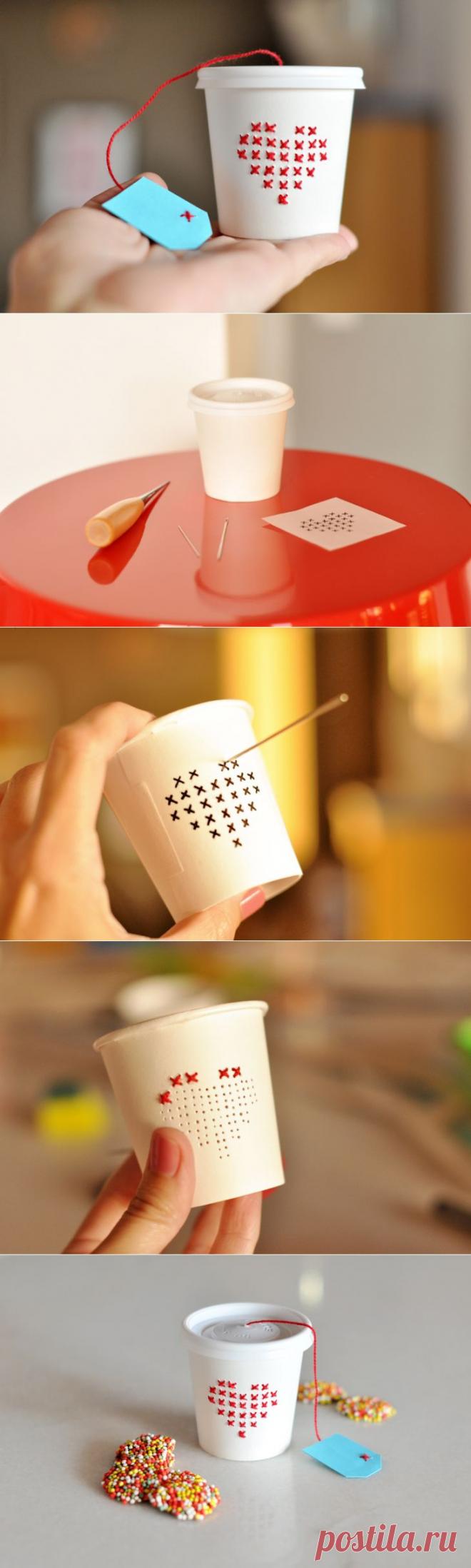 Вышитая упаковка подарка на 14 февраля (DIY) / Упаковка подарков /