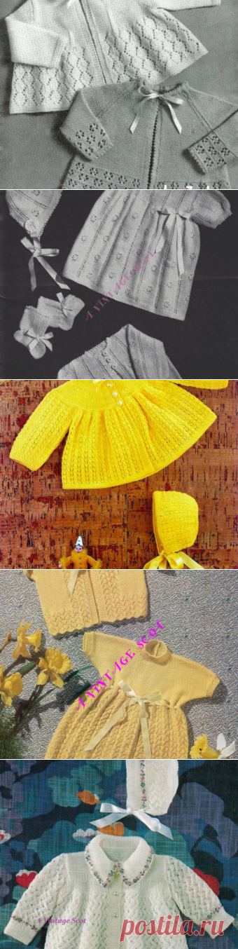 Baby Matinee Jacket Bonnet and Bootees in Dk 8 ply yarn 6 12