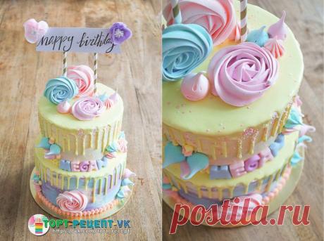 Красивая, вкусная и лёгкая в приготовлении глазурь для цветных потёков на торте!