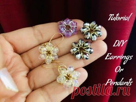 Simple flower Earrings with jump rings & crystals.Cute project