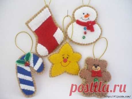 Самые очаровательные рождественские игрушки из фетра своими руками