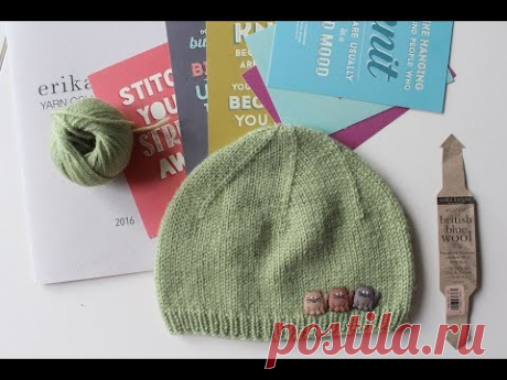 Вязание спицами:детская шапочка.тестирование пряжи Erika Knight : british blue wool.