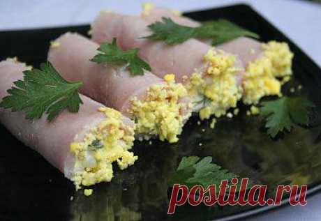 Рулетики из ветчины с сыром и чесноком » Кулинарные рецепты. Пошаговые фото рецепты.