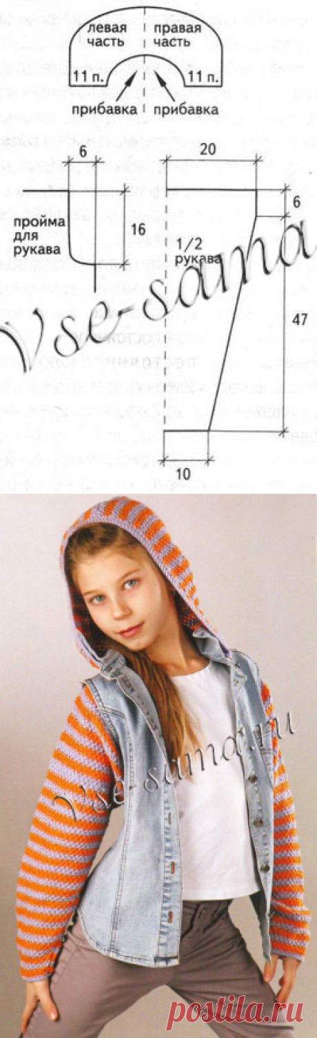 Вязаная отделка джинсового жилета - Детские кофточки, жакеты, болеро крючком