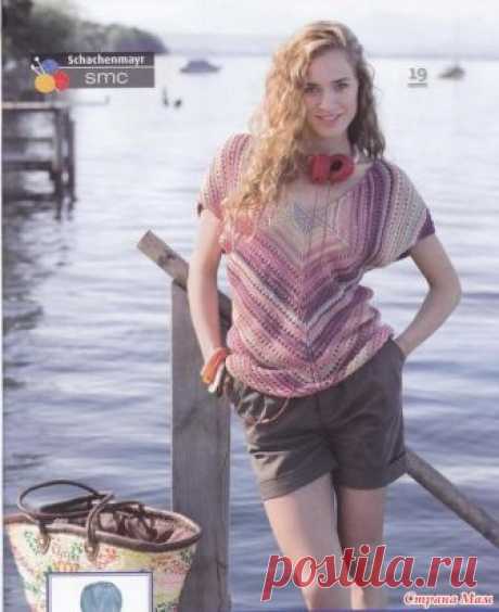 Топ спицами из пряжи секционного крашения. начинаем совместник Ну что потихоньку начинаем наш совместник. Вяжем вот такой топик.  Размер: 36-38/ 40-42/ 44-46. Девочки как я понимаю здесь указаны европейские размеры.