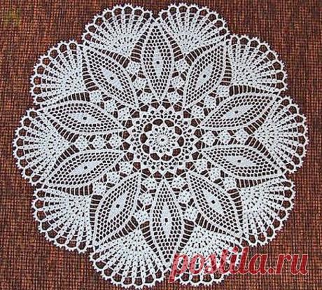 Чудесная салфетка - Эфария Красивая и нежная салфетка крючком. источник