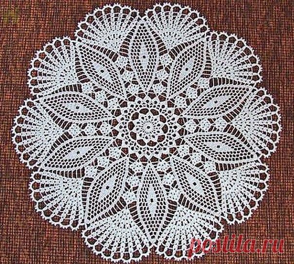 Чудесная салфетка - Эфария Красивая и нежная салфетка крючком. источник